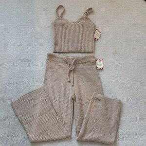 Altar'd State Knit Lounge Set in Cream